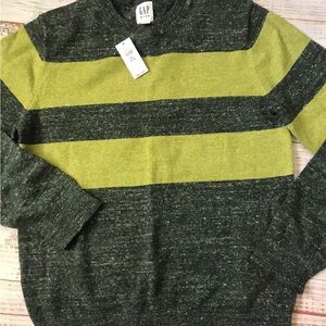 GAP Green Striped Crew Neck Sweater